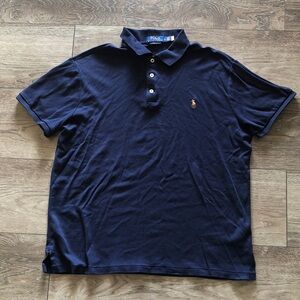 Polo by Ralph Lauren Men's Navy Polo Shirt Custom Slim Fit
